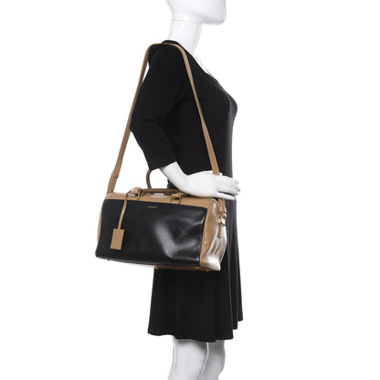 Saint Laurent Smooth Calfskin Bi-Color Duffle 6 Beige Black 2 of 10