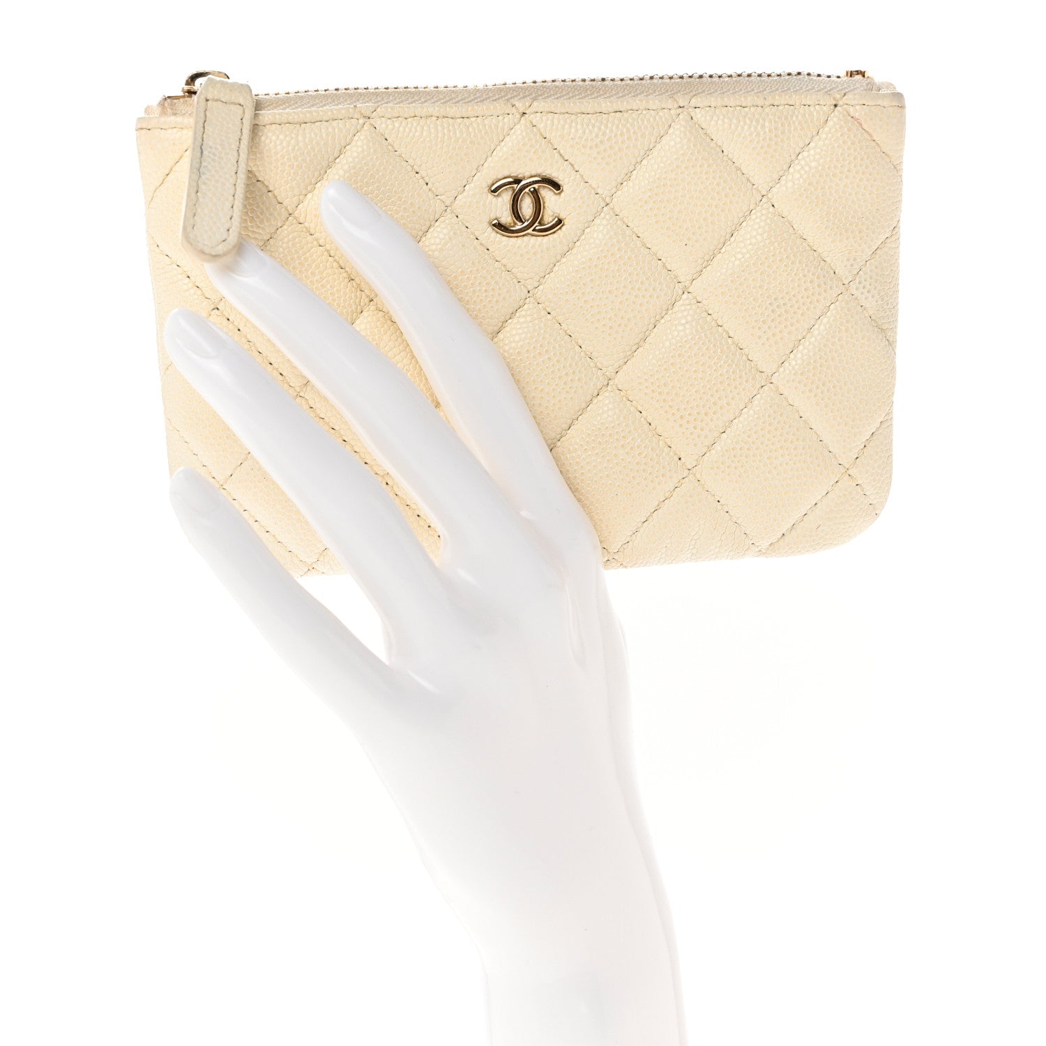 Chanel Caviar Quilted Small Cosmetic Case Light Beige 2 of 8