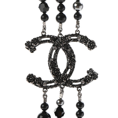 Chanel Pearl Crystal Long CC Necklace Black Black Grey 4 of 6