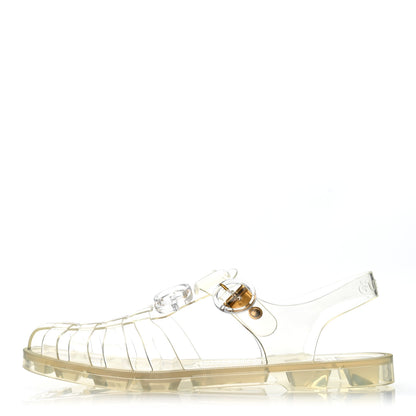 Gucci Shiny Rubber Double G Buckle Strap Sandals 41 Transparent 1 of 7