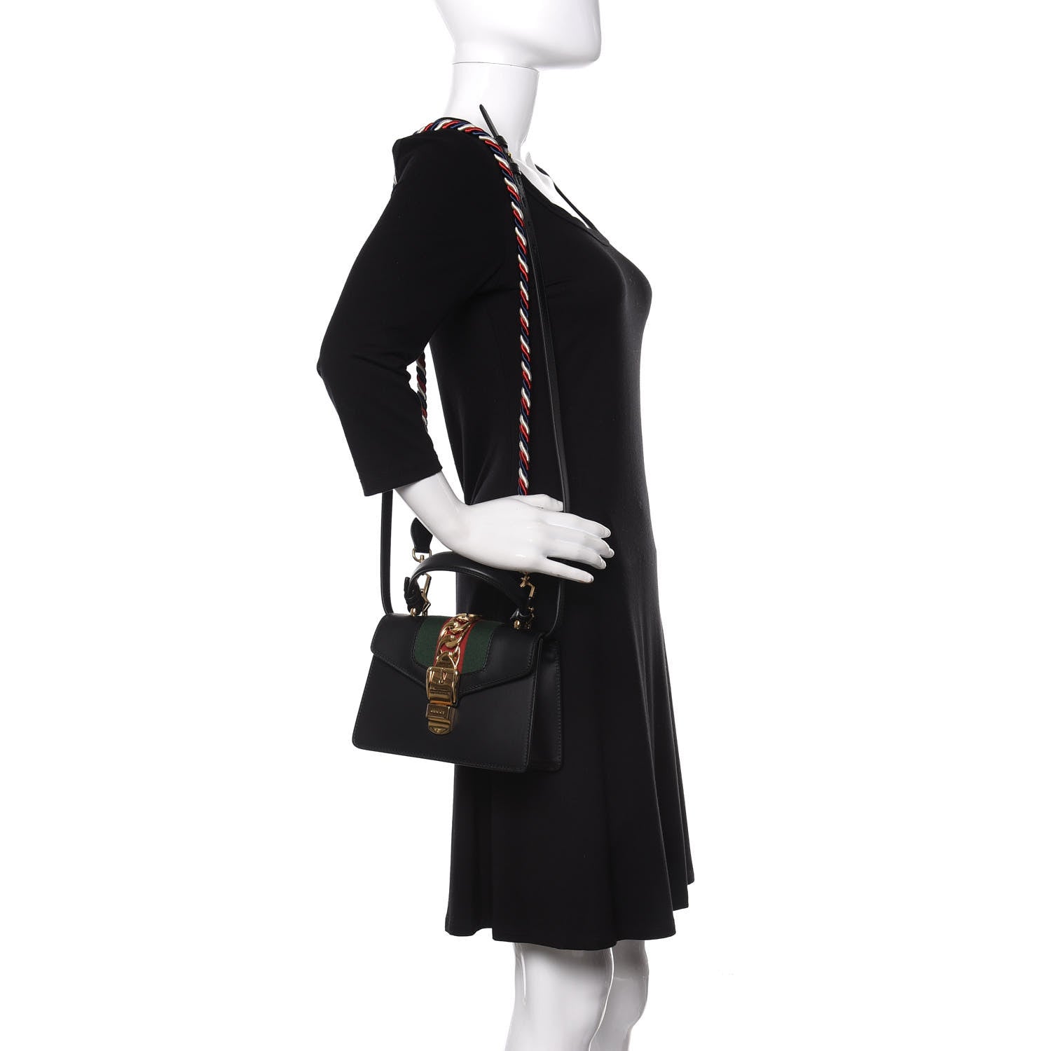 Gucci Calfskin Mini Sylvie Top Handle Bag Black 2 of 11