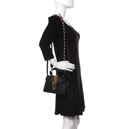 Gucci Calfskin Mini Sylvie Top Handle Bag Black 2 of 11