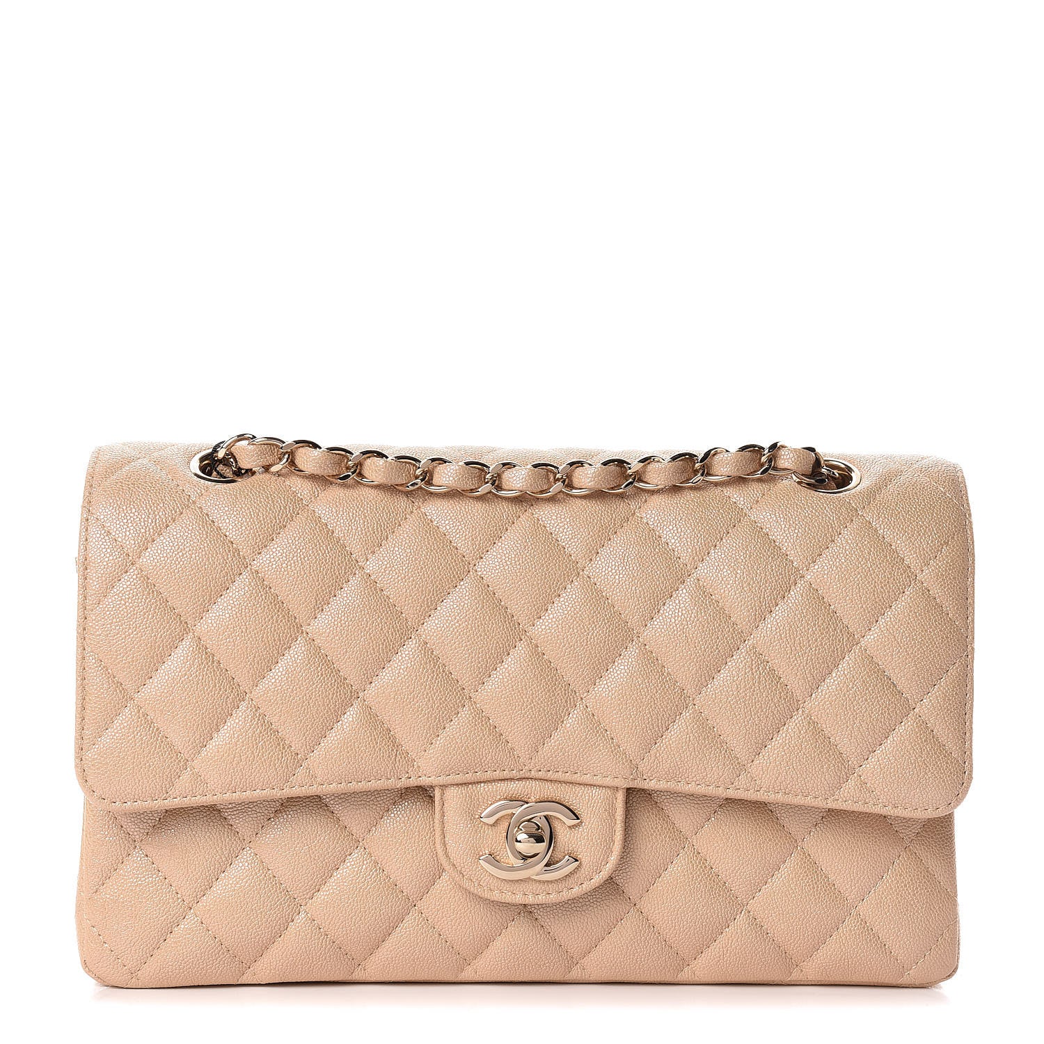 Chanel Iridescent Caviar Quilted Medium Double Flap Beige 1 of 10