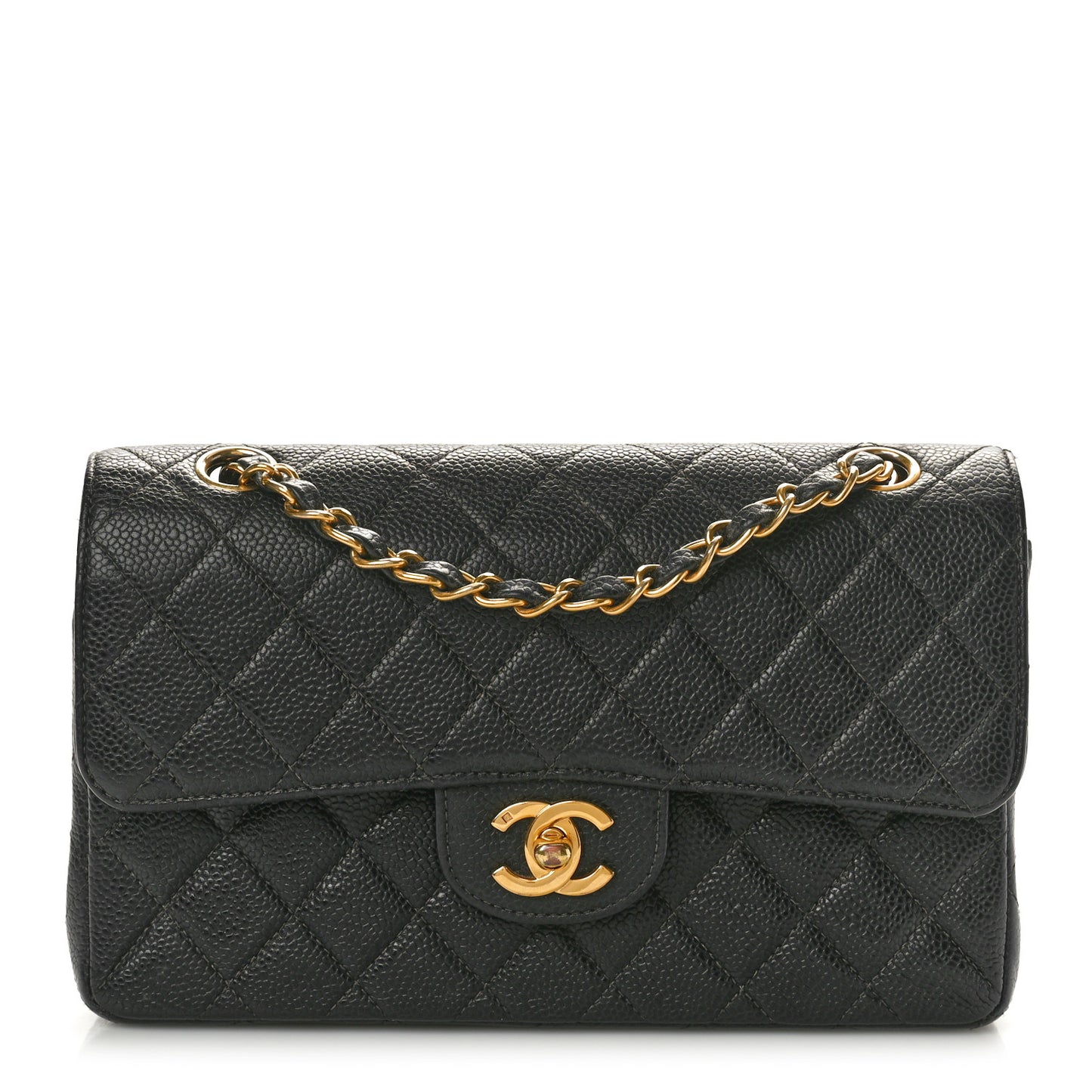 Caviar Quilted Small Double Flap Black