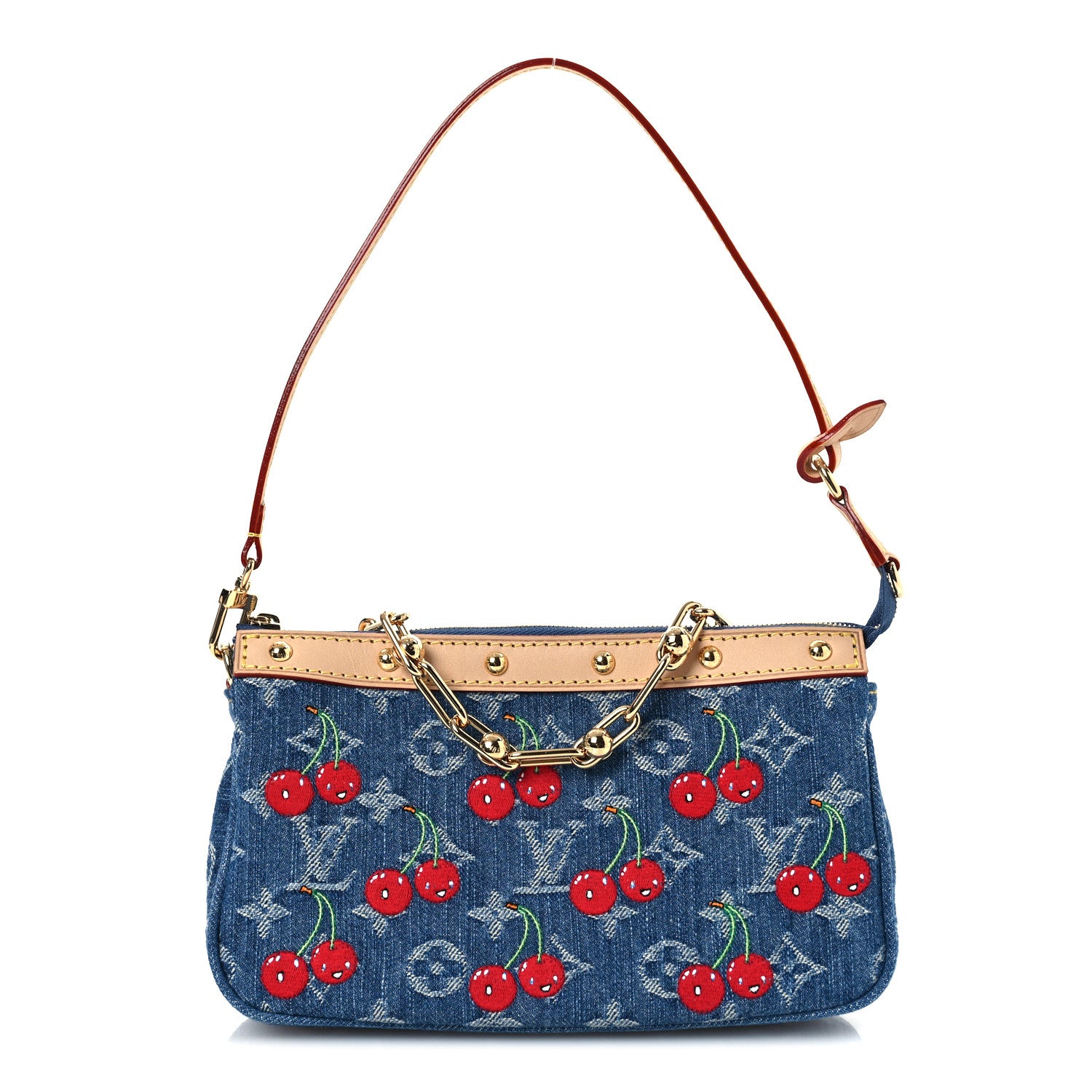 Louis Vuitton LV X TM Monogram Denim Cerises Pochette Accessories Blue 1 of 11