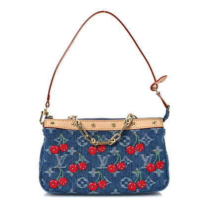 Louis Vuitton LV X TM Monogram Denim Cerises Pochette Accessories Blue 1 of 11