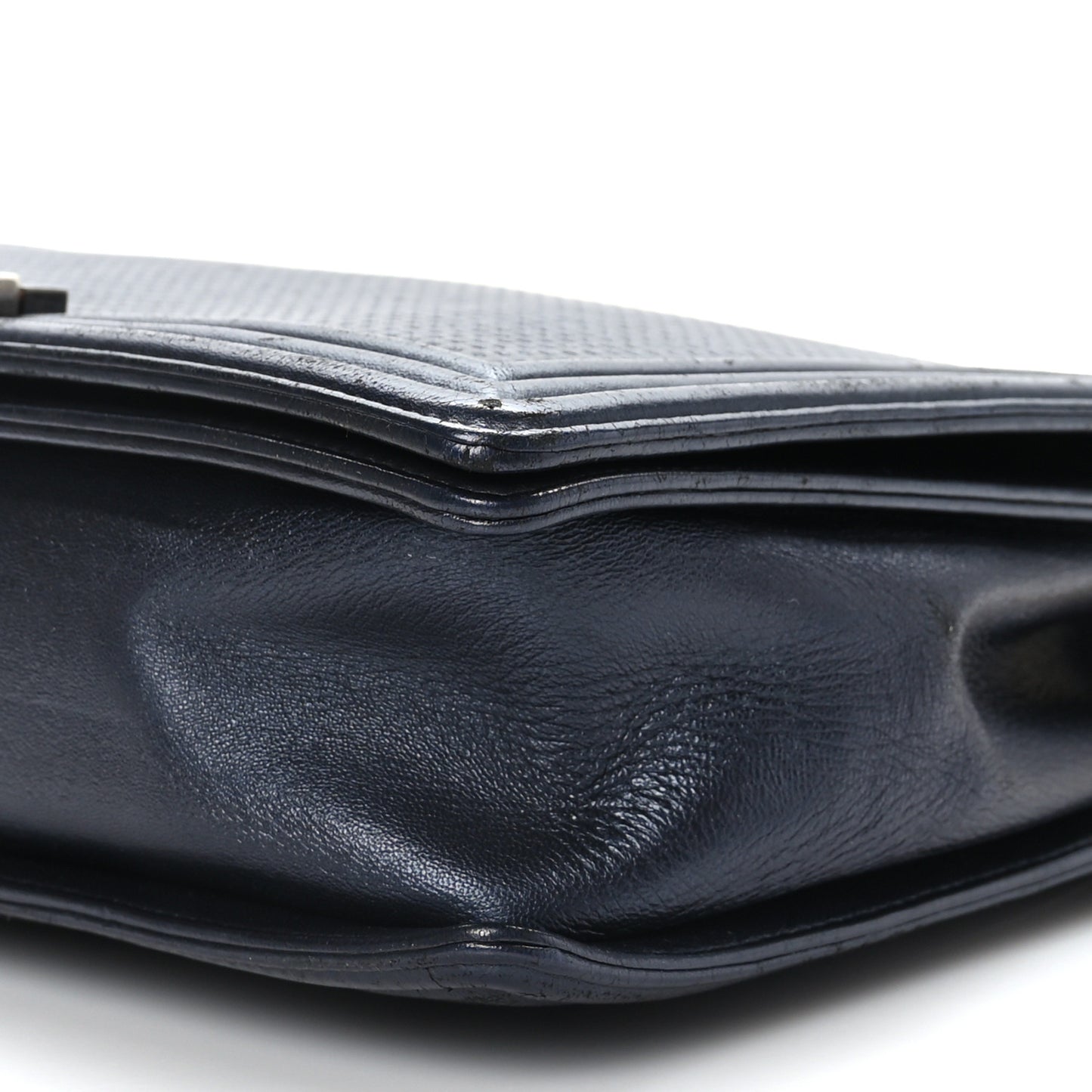Lambskin Embossed Large Boy Cube Flap Navy Blue