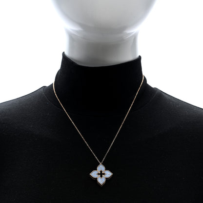 Roberto Coin 18K Rose Gold Diamond Blue Titanium Small Venetian Princess Flower Pendant Necklace 2 of 5