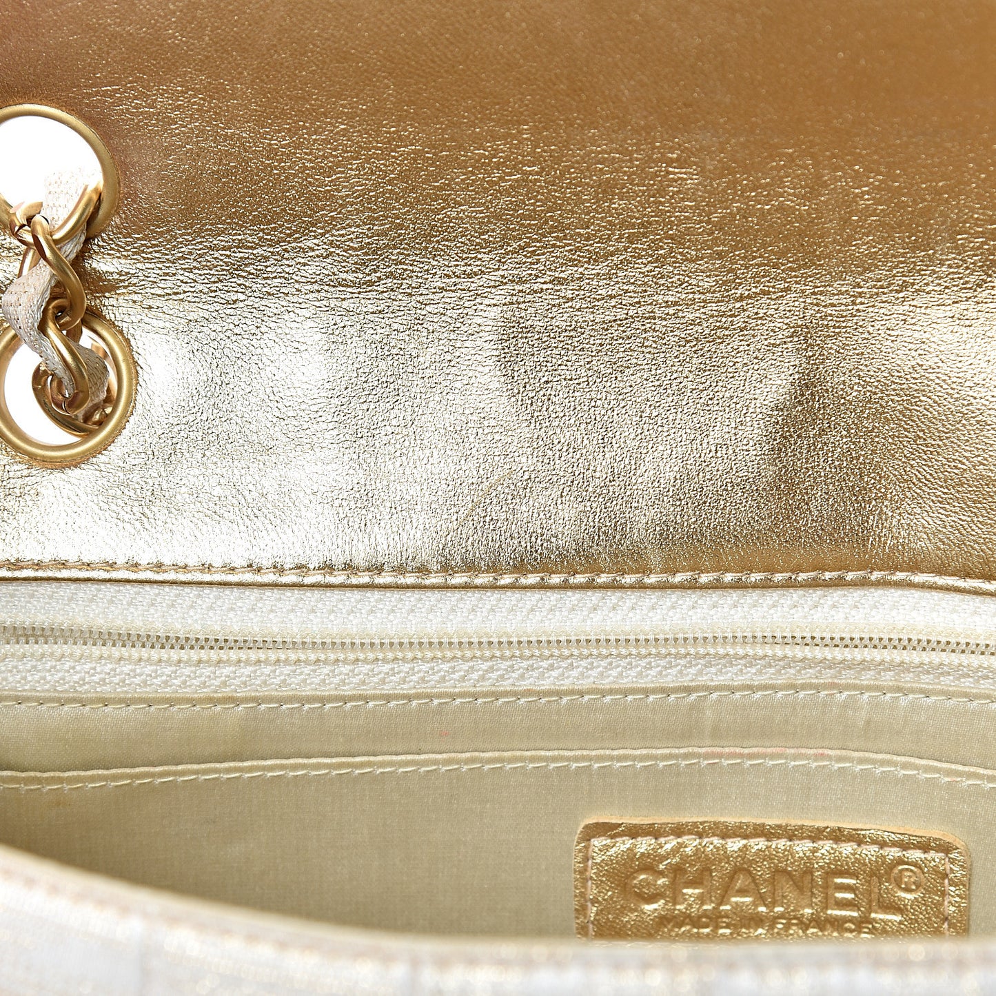 Metallic Nylon Medium Travel Flap Light Gold