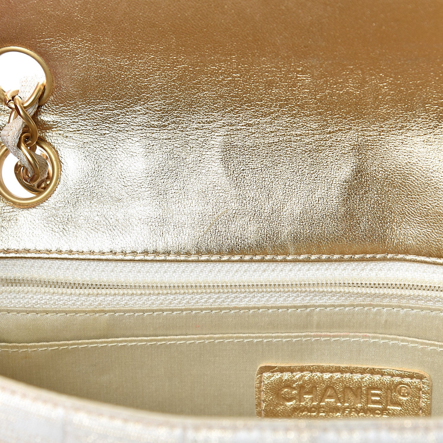 Chanel Metallic Nylon Medium Travel Flap Light Gold 17 of 19