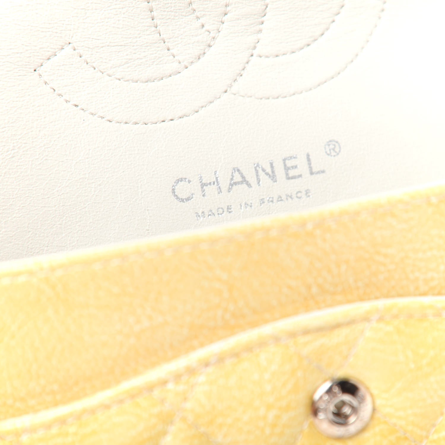 Chanel Crinkled Patent Quilted Medium Double Flap Light Beige 8 of 11