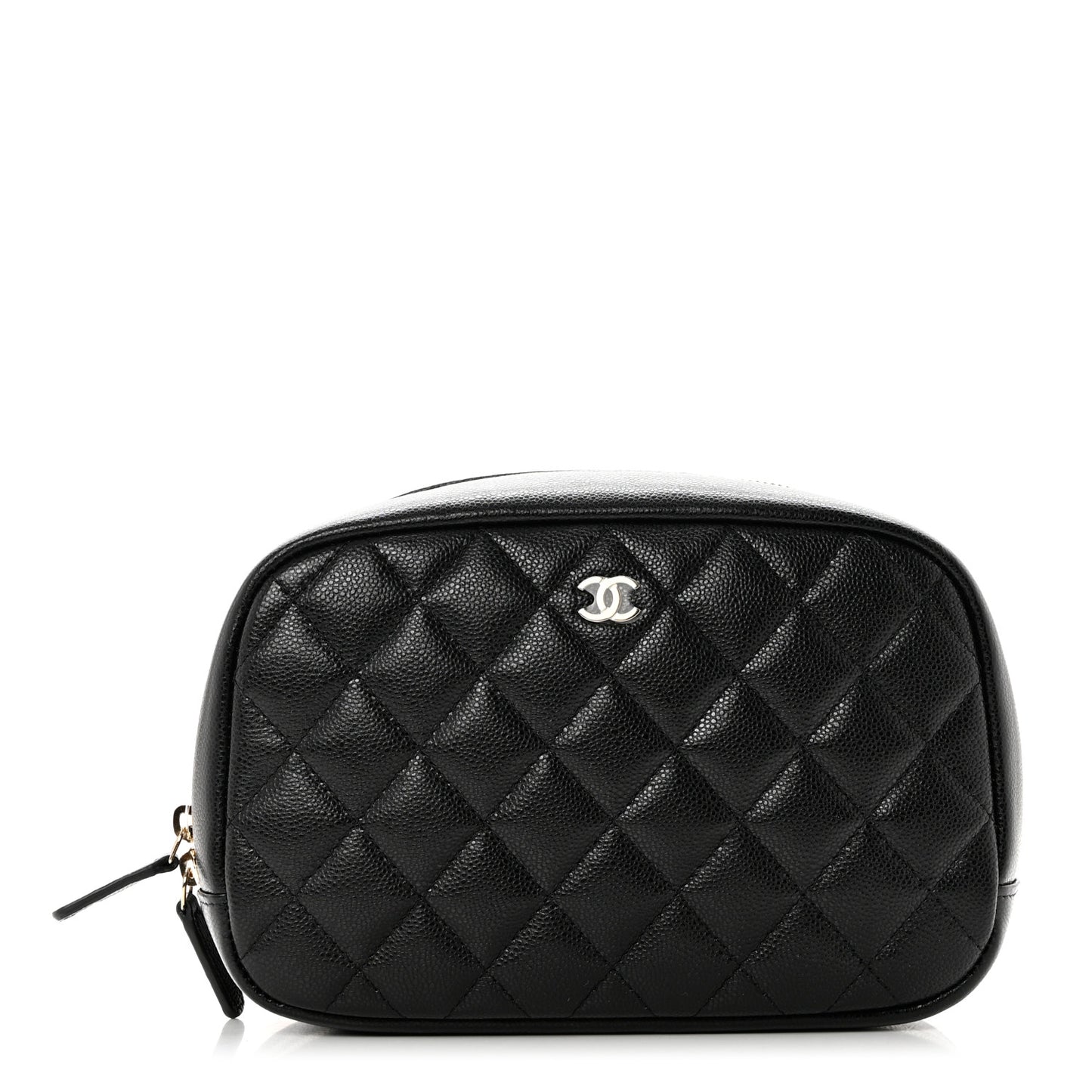 Caviar Quilted Curvy Pouch Cosmetic Case Black
