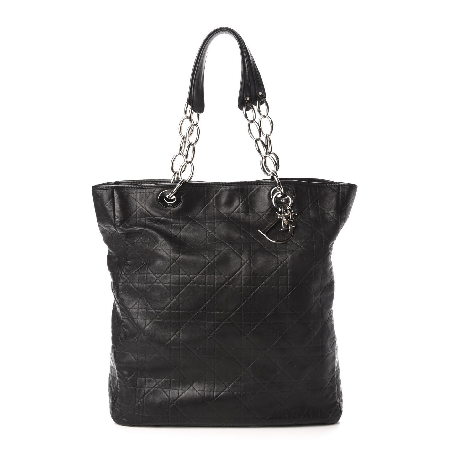Lambskin Cannage Shopper Tote Black