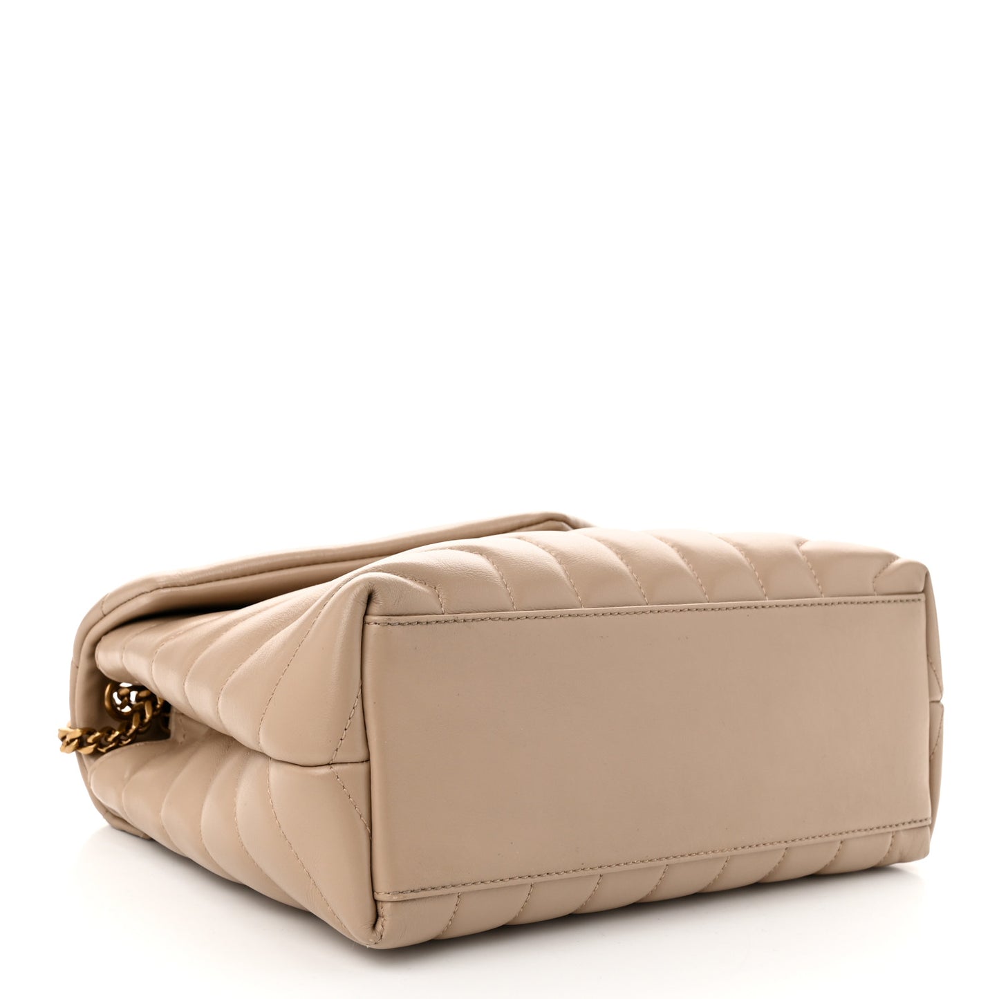 Calfskin Y Quilted Monogram Small Loulou Chain Satchel Dark Beige