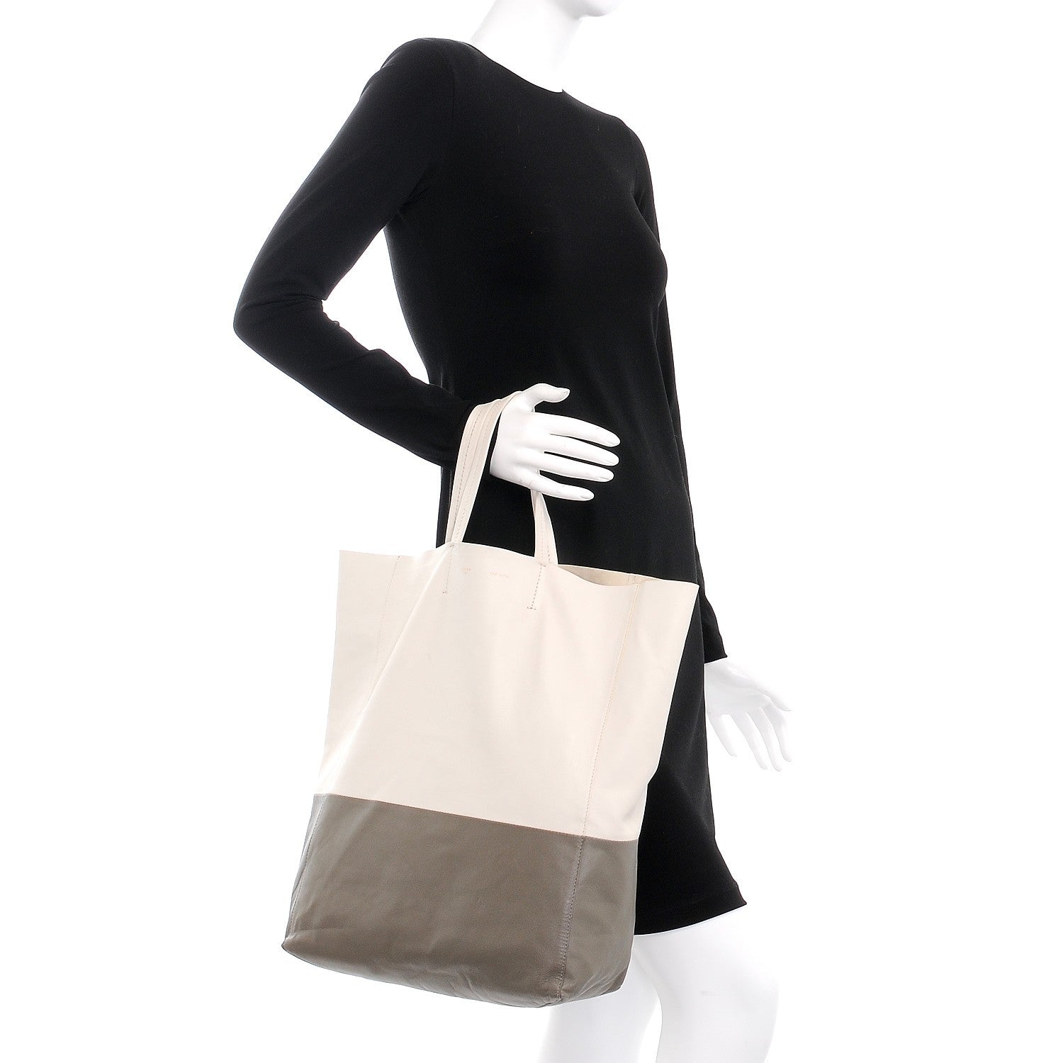 Celine Smooth Lambskin Vertical Bi-Cabas White Grey 2 of 14