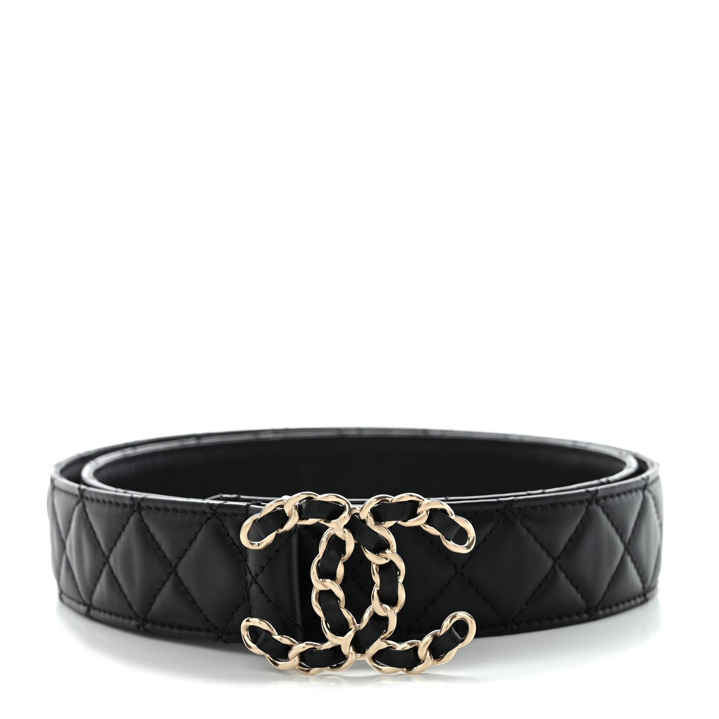 Lambskin Quilted CC Chain Belt 90 36 Black