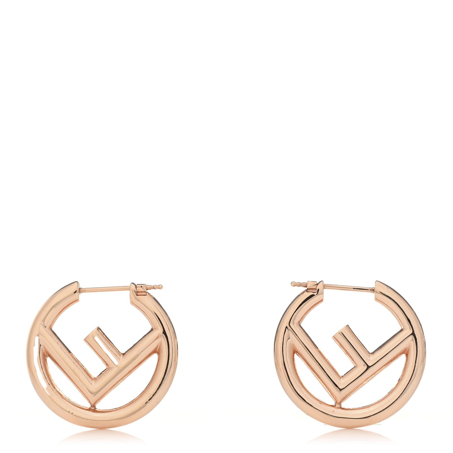 Metal FF Hoop Earrings Gold