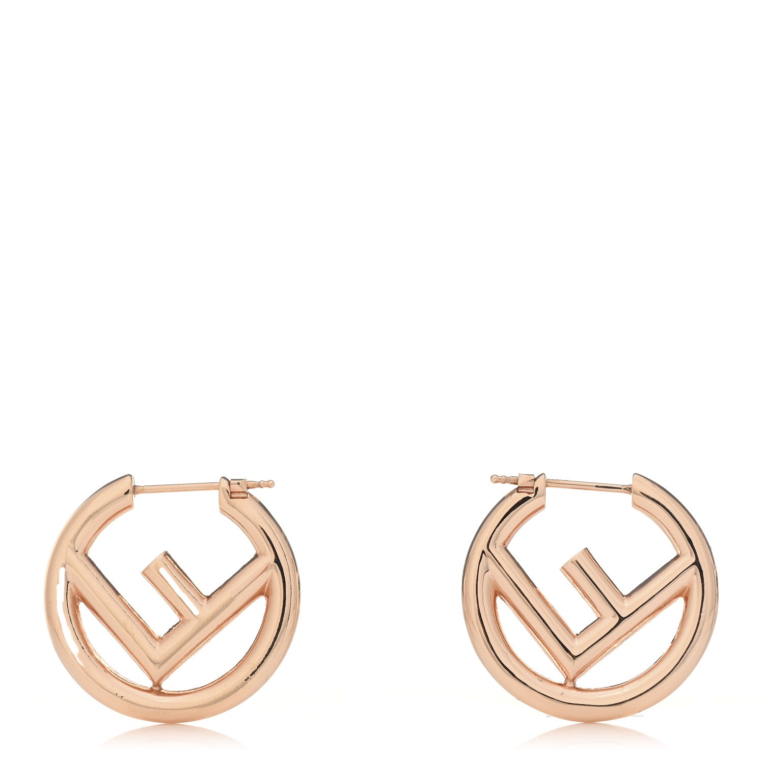 Fendi Metal FF Hoop Earrings Gold 1 of 4