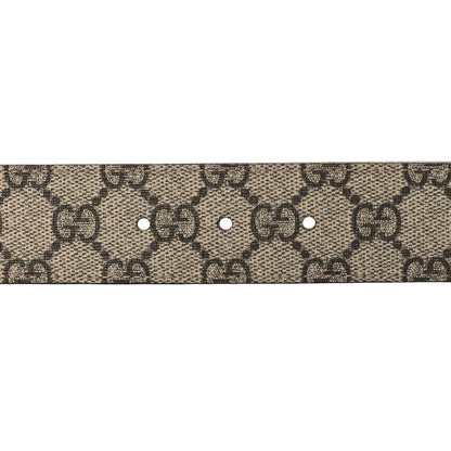 Gucci GG Supreme Monogram Plutone Calfskin Double G Reversible 37mm Belt 90 36 Beige Ebony New Acero 3 of 5