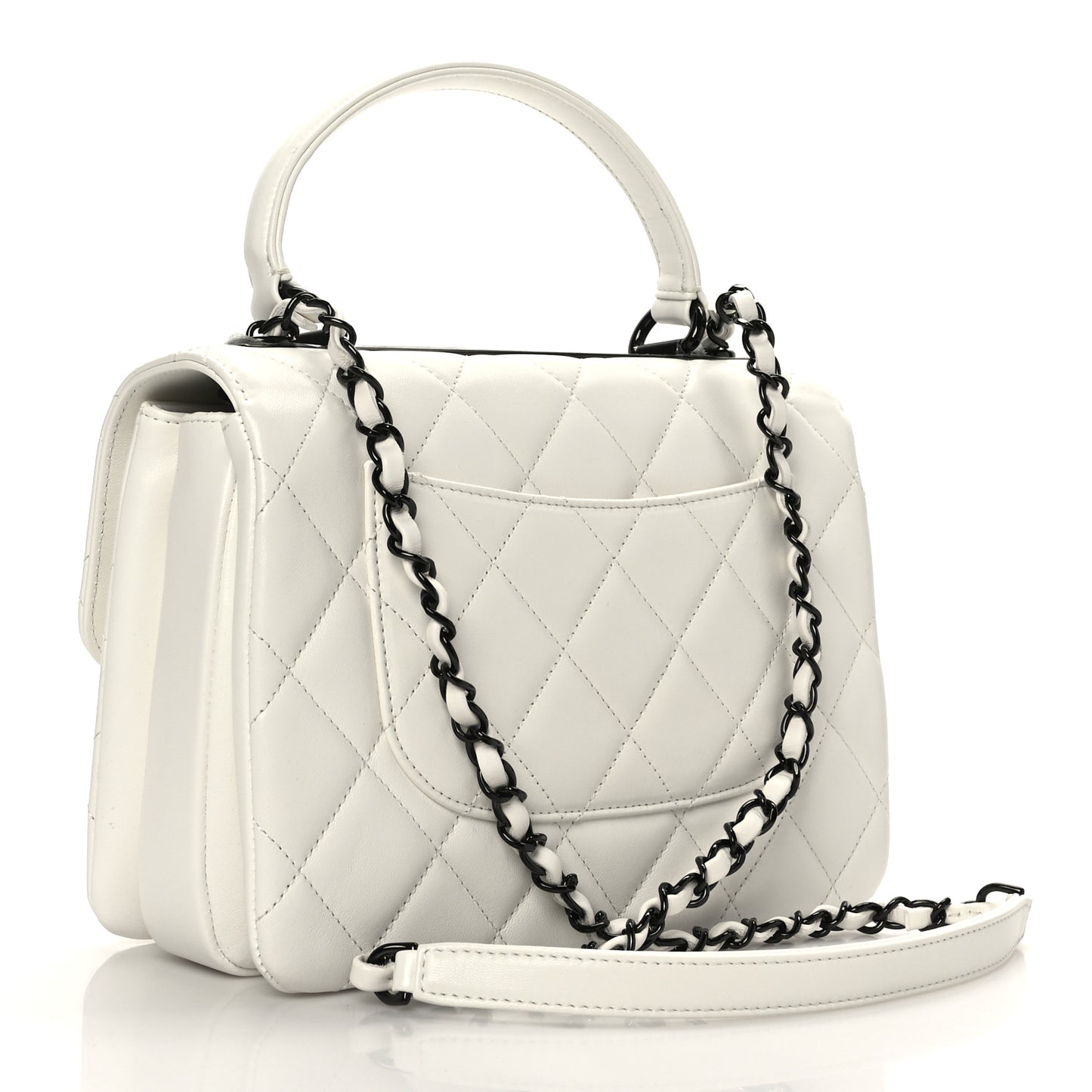 Lambskin Quilted Small Trendy CC Dual Handle Flap Bag White
