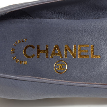 Chanel Lambskin Grosgrain Cap Toe Ballerina Flats 37 Purple Black 7 of 8