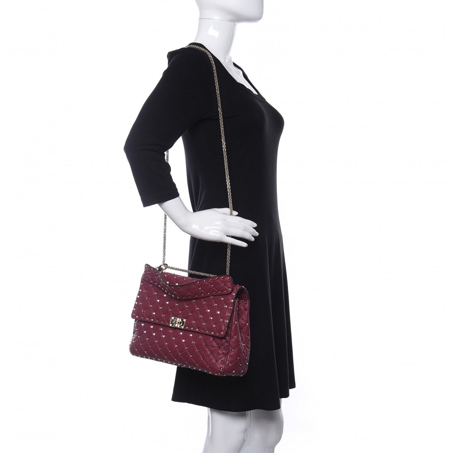 Valentino Garavani Nappa Large Rockstud Spike Shoulder Bag Camelia 2 of 13