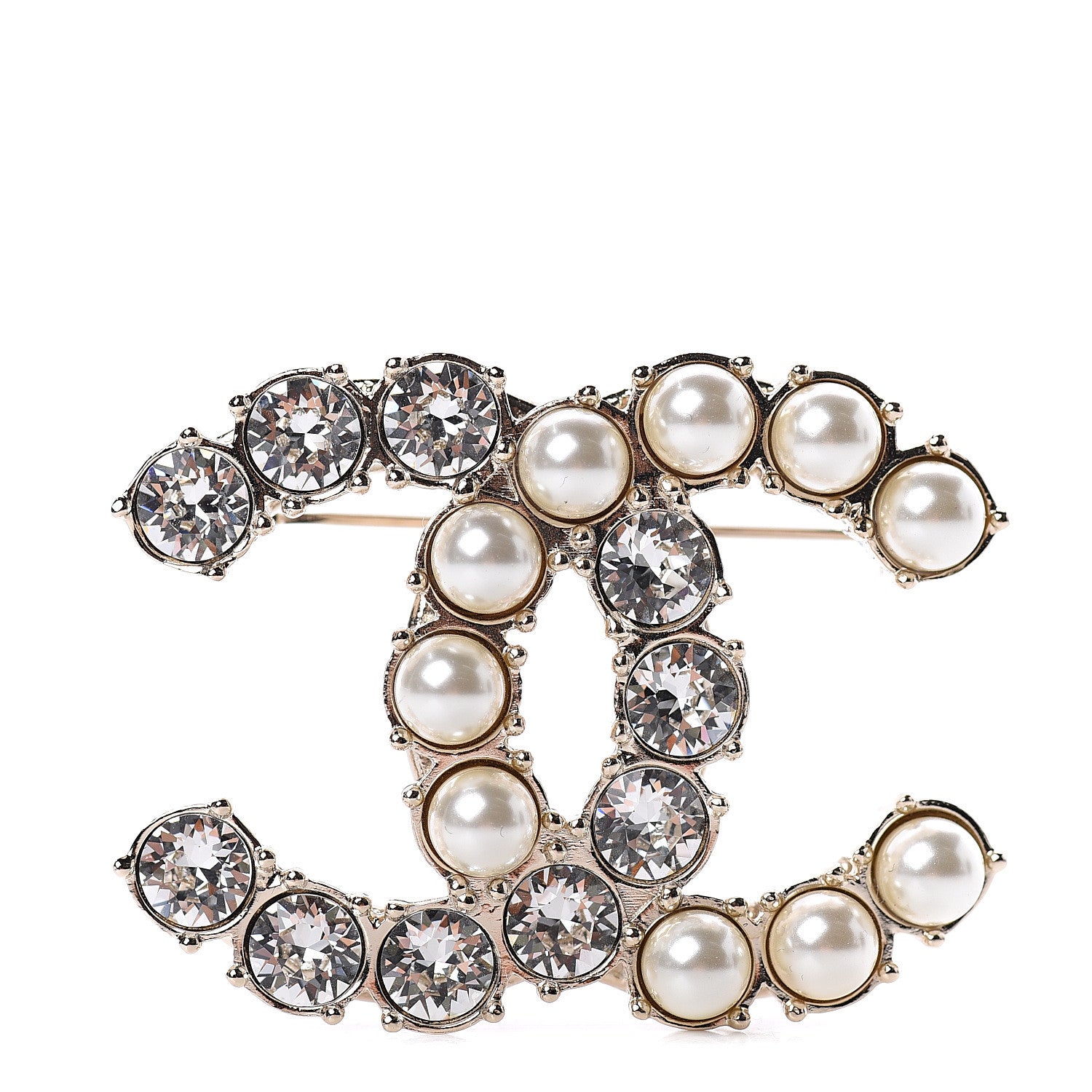 Chanel Pearl Crystal Dazzling Domino CC Brooch 1 of 3