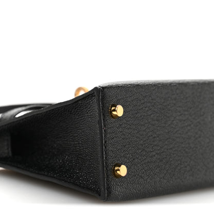Hermes Chevre Mysore Horseshoe Mini Kelly Sellier 20 Black Rose Poupre 9 of 11