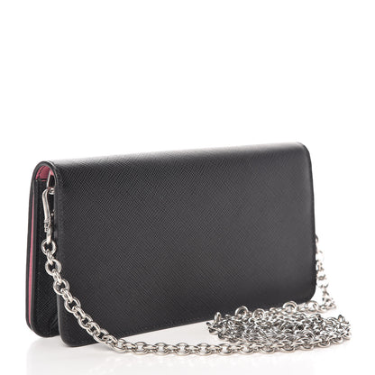 Prada Saffiano Pradamalia Mini Chain Bag Black Begonia 3 of 10