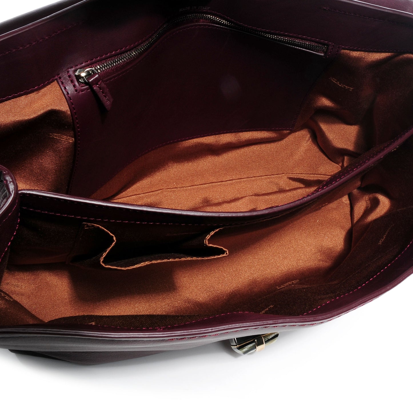 Leather Large Happy Chain Shoulder Bag Plum