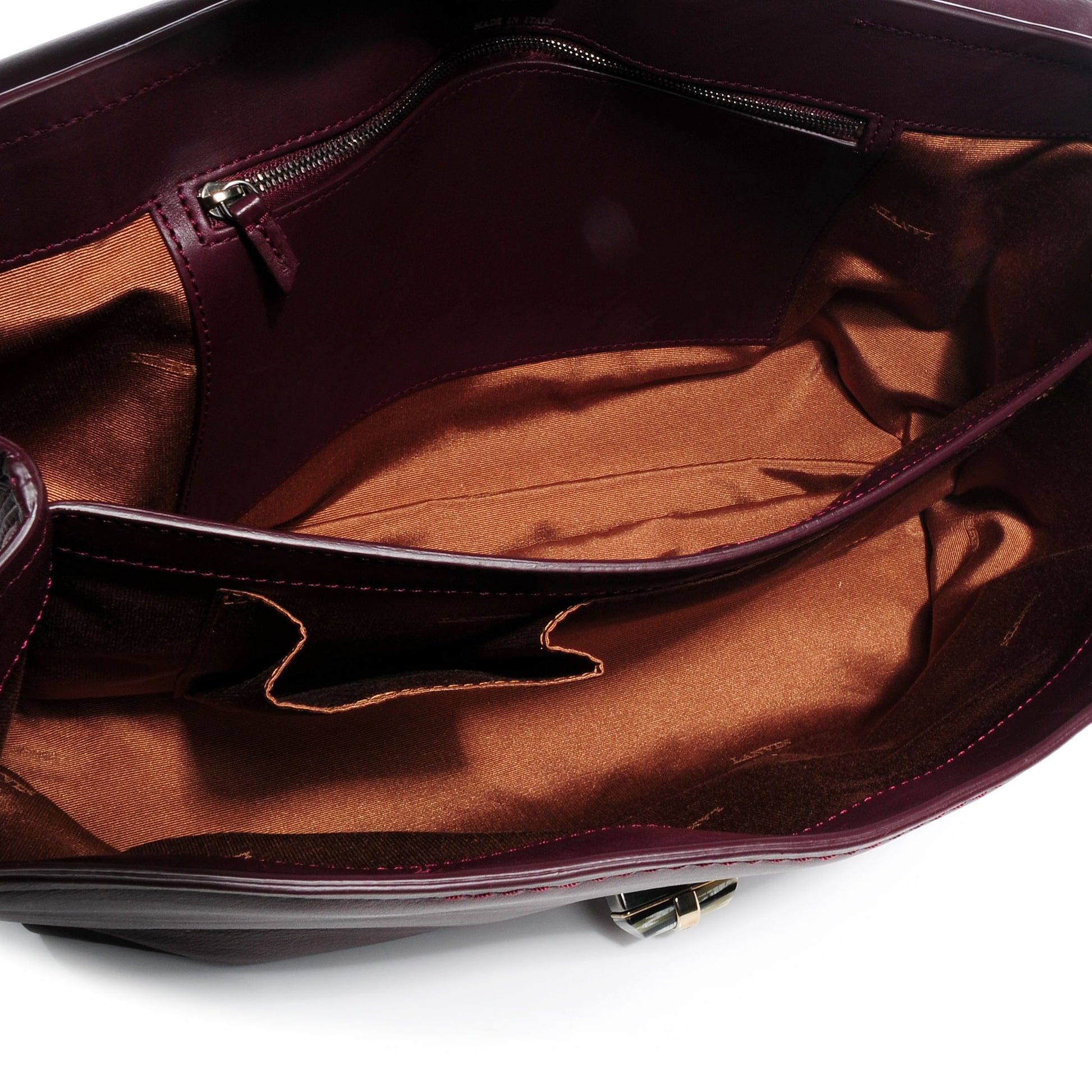 Lanvin Leather Large Happy Chain Shoulder Bag Plum 5 of 7