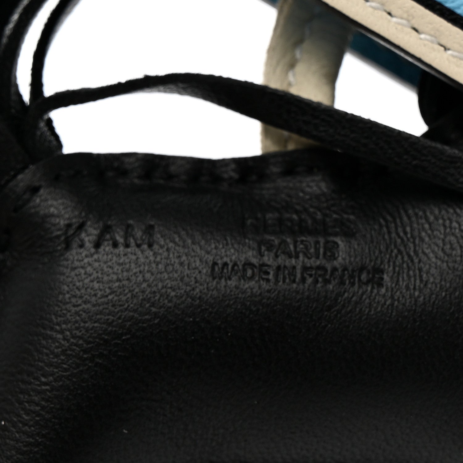 Hermes Milo Lambskin Grigri Rodeo Robeo Coeur Bag Charm PM Black Craie Celeste 3 of 6
