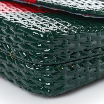 Gucci Glazed Wicker Stripe Small Cestino Shoulder Bag Green 9 of 9