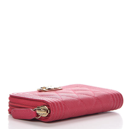Chanel Caviar Quilted Boy Zip Around Coin Purse Wallet Fuchsia 4 of 12