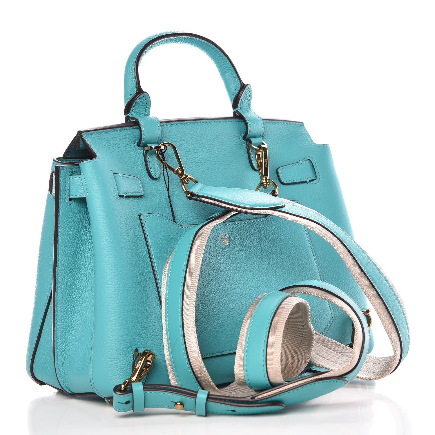 MCM Grained Calfskin Medium Milla Convertible Backpack Oasis Green 3 of 9
