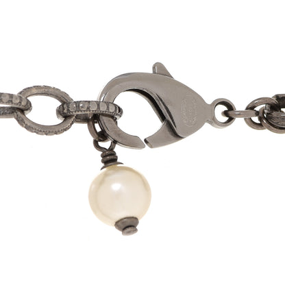 Chanel Graduated Pearl Crystal Multi Strand CC Long Necklace Silver 4 of 5