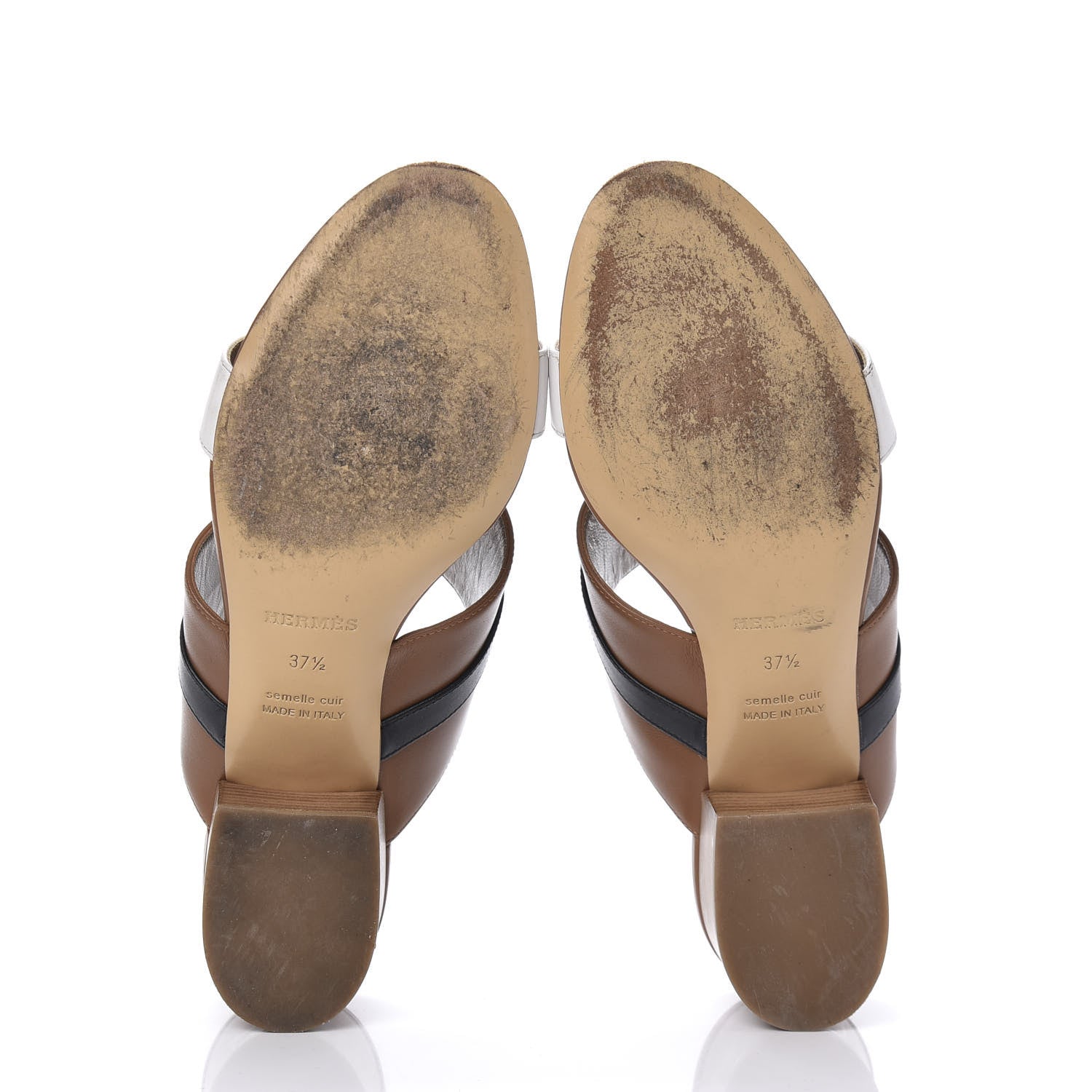 Hermes Calfskin Ovation Buckle Sandals 37.5 Gold White Black 5 of 8