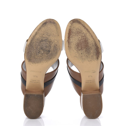 Hermes Calfskin Ovation Buckle Sandals 37.5 Gold White Black 5 of 8