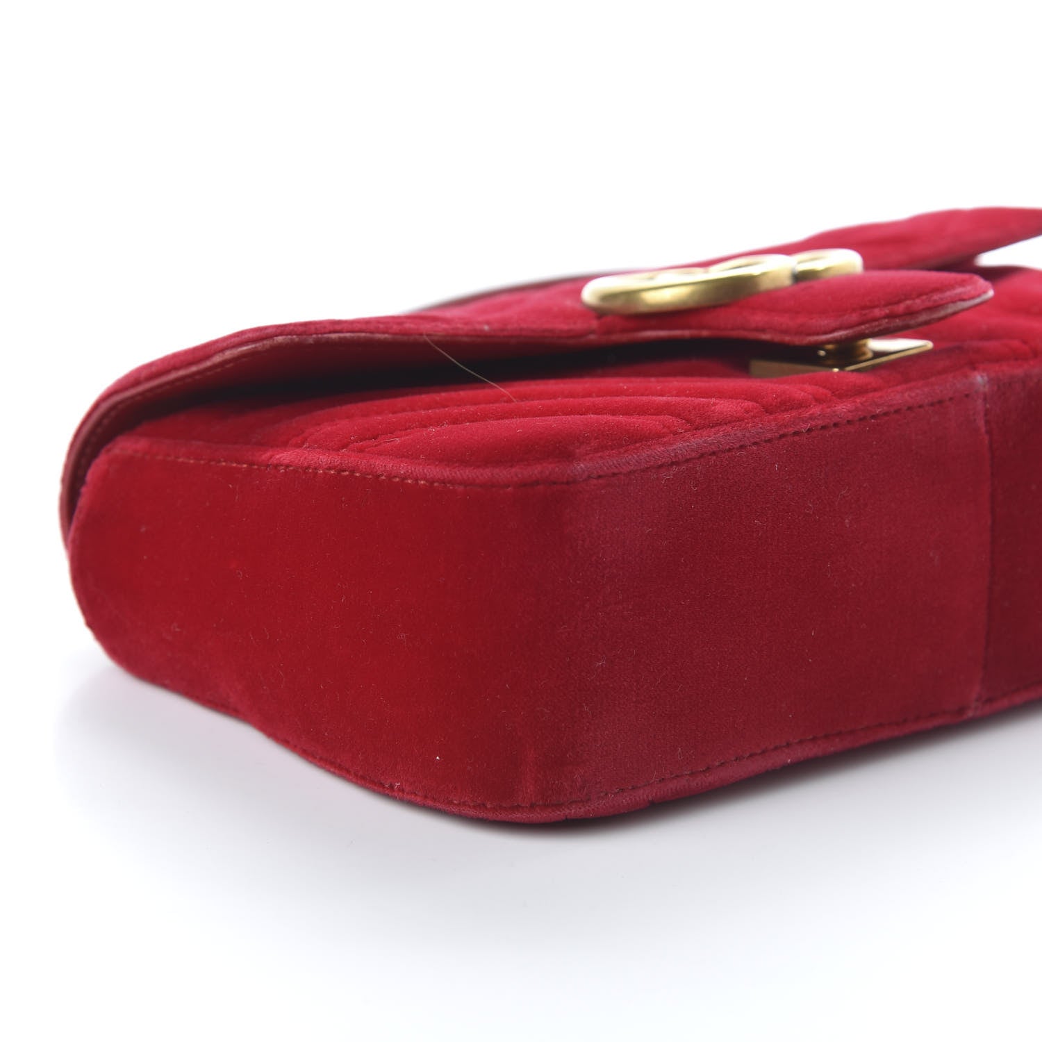 Gucci Velvet Matelasse Mini GG Marmont Shoulder Bag Hibiscus Red 5 of 11