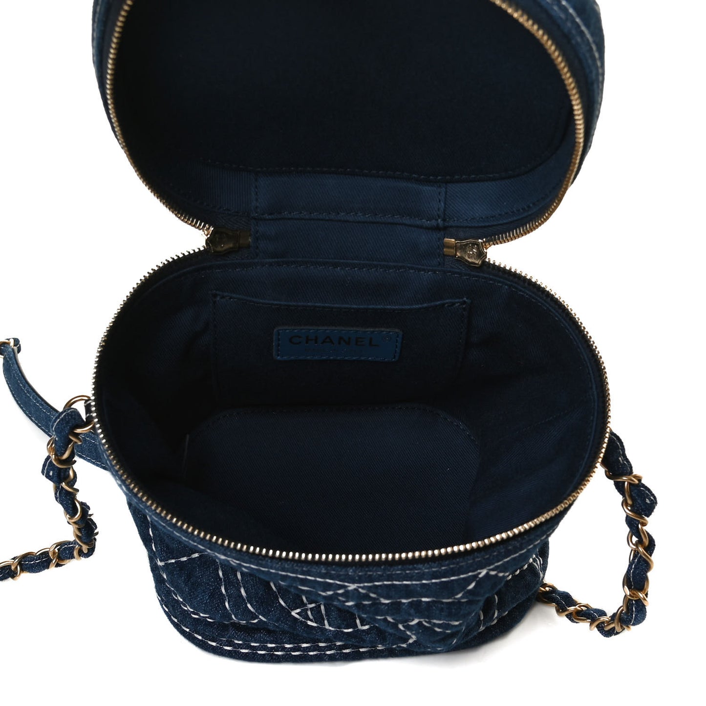 Denim Quilted Denim Trip Vanity Cosmetic Case Blue