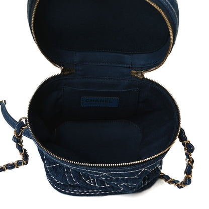 Chanel Denim Quilted Denim Trip Vanity Cosmetic Case Blue 4 of 11