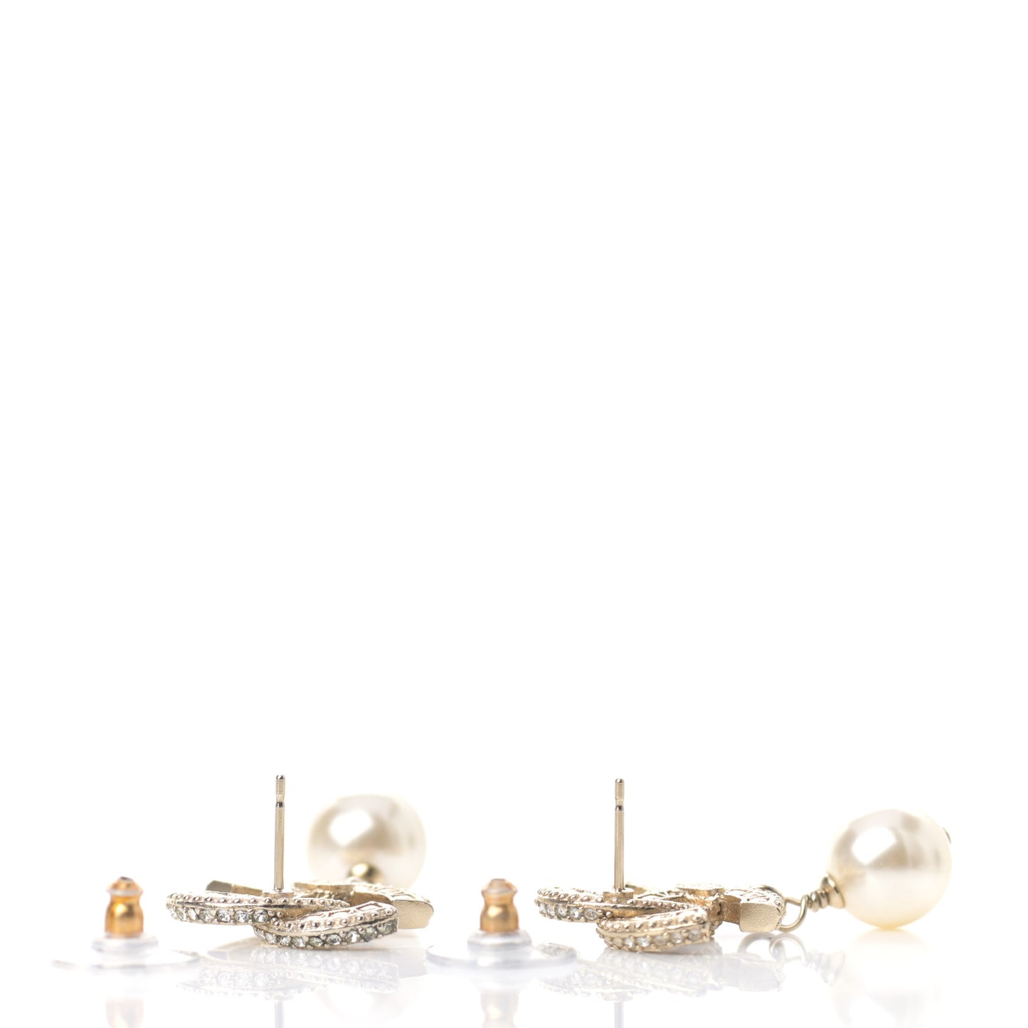 Crystal Textured CC Drop Earrings Gold