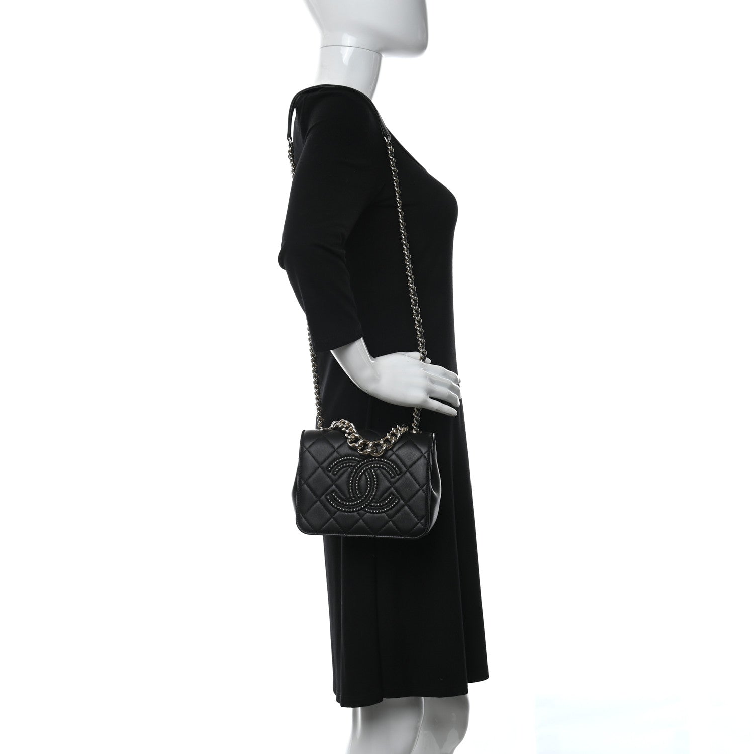 Chanel Lambskin Quilted Studded CC Flap Black 2 of 12