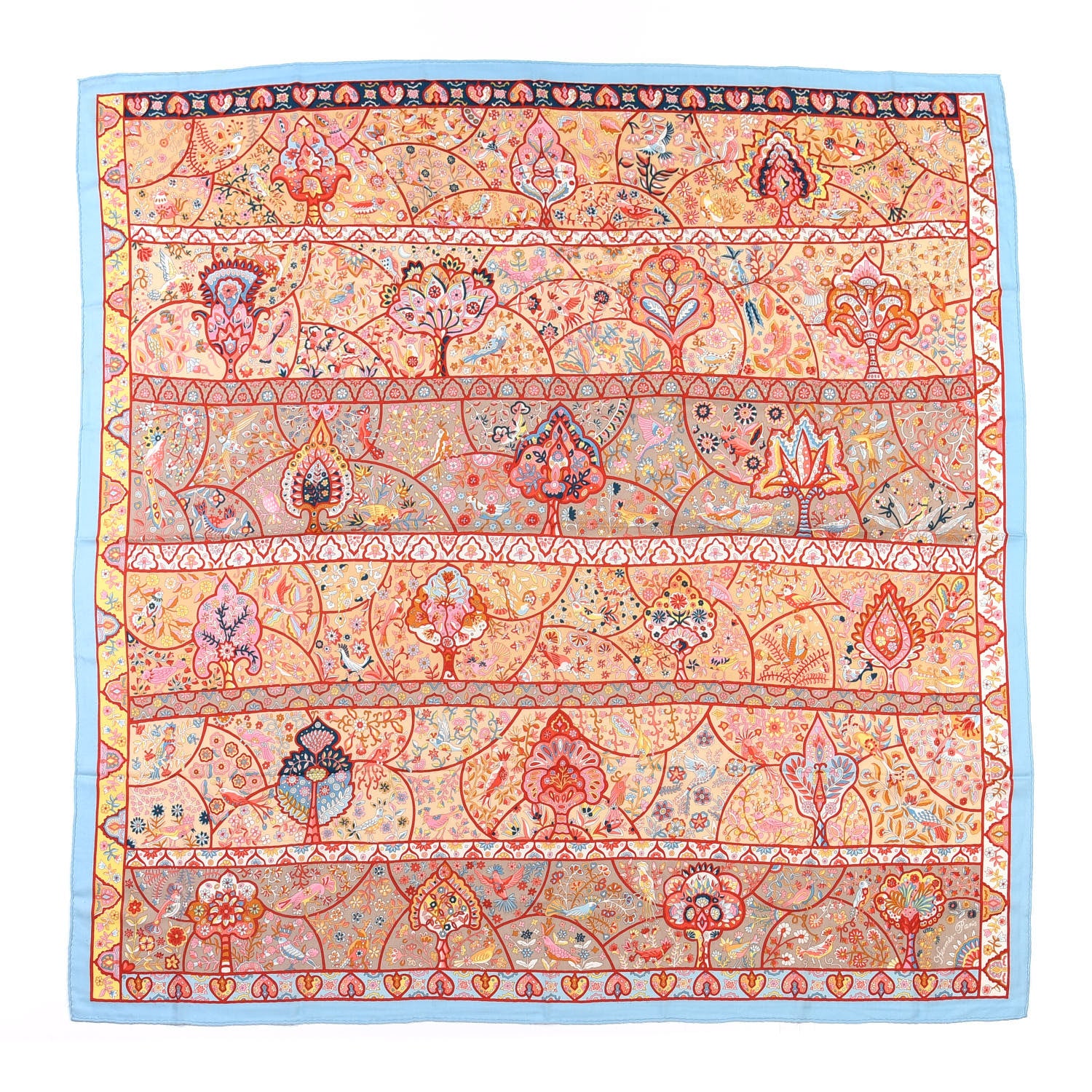 Hermes Cashmere Silk Au Pays Des Oiseaux Fleurs Shawl 140 1 of 4