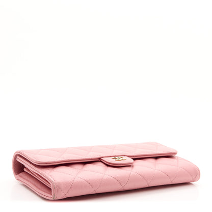 Chanel Caviar Quilted Large Gusset Flap Wallet Light Pink 4 of 11
