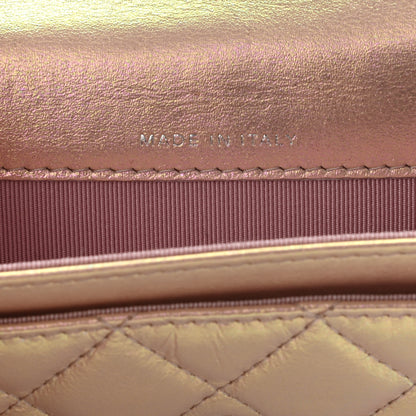 Chanel Iridescent Calfskin Quilted Flap Card Holder Wallet Pink 6 of 9
