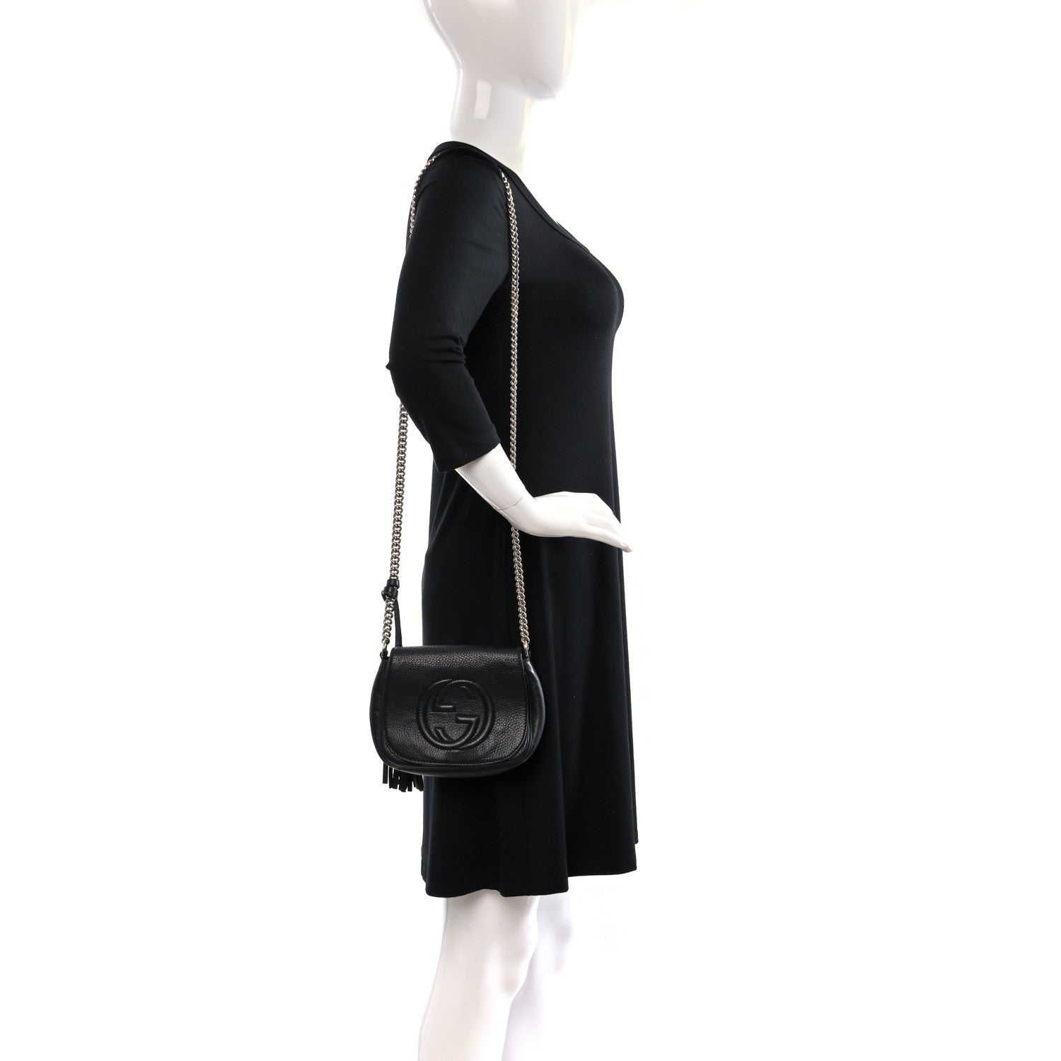 Gucci Pebbled Calfskin Small Soho Flap Crossbody Black 2 of 8