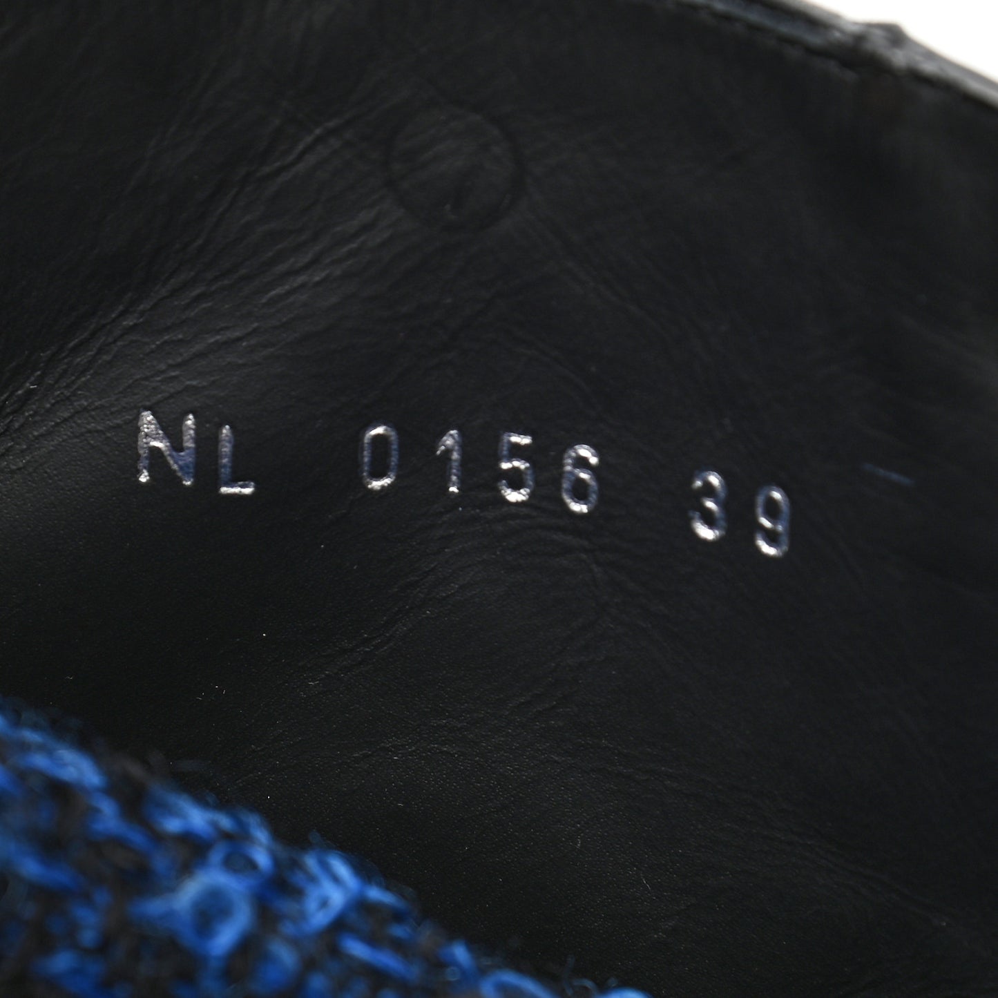Tweed Calfskin Wonderland Flat Ranger Boots 39 Blue Black