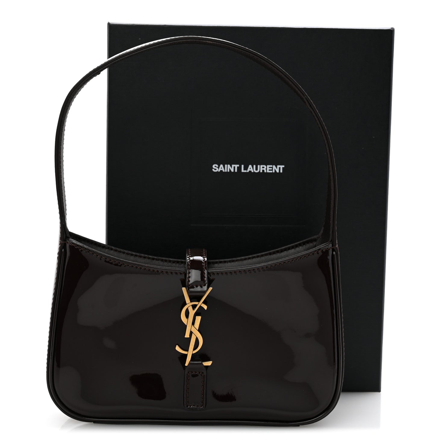 Patent Calfskin Le 5 A 7 Mini Hobo Spicy Chocolate