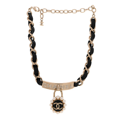 Chanel Crystal Pearl Lambskin CC Chain Choker Gold Black Pearly White 3 of 6